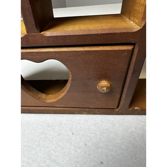 Vintage Wooden Knick Knack Hanging Display Wall Shelf Cut Out Heart Doors Retro - Picture 4 of 7
